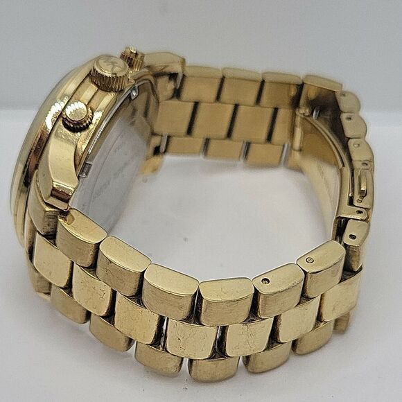 Michael Kors MK5055 Unisex Stainless Steel Analog Gold brushed Dial Watch BC807 - Picture 7 of 9